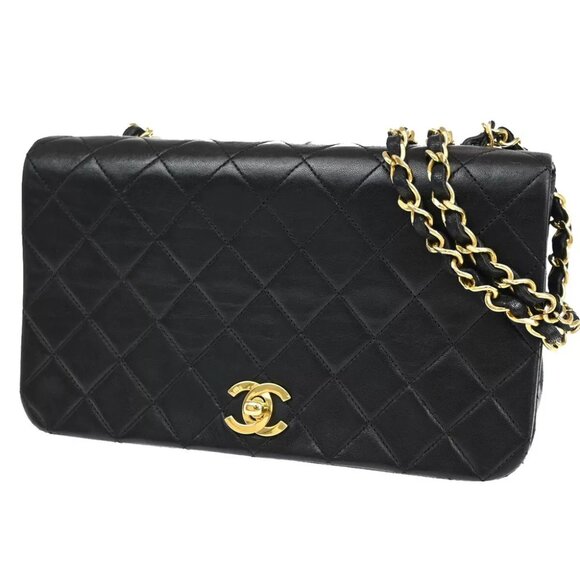 CHANEL CC Full Flap Matelasse 23 Chain Shoulder Bag Leather Black GHW 373RJ789 - Picture 1 of 15